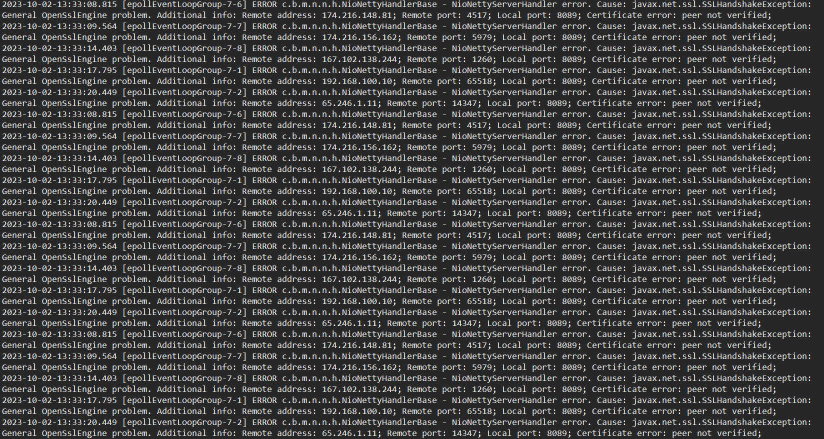 Certificate error: peer not verified;